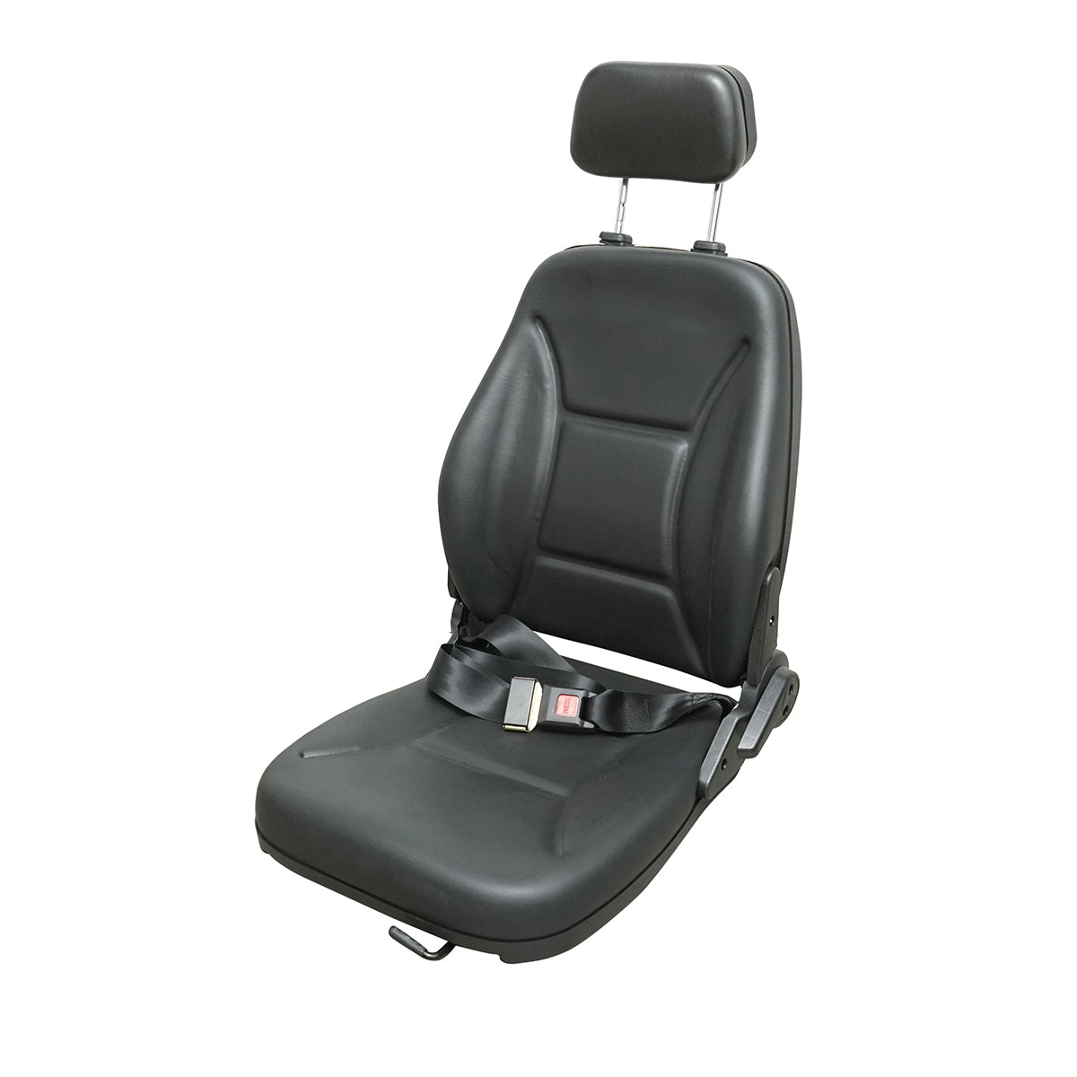 Universal seat with seatbelt and headrest for agricultural or industrial machines, forklift